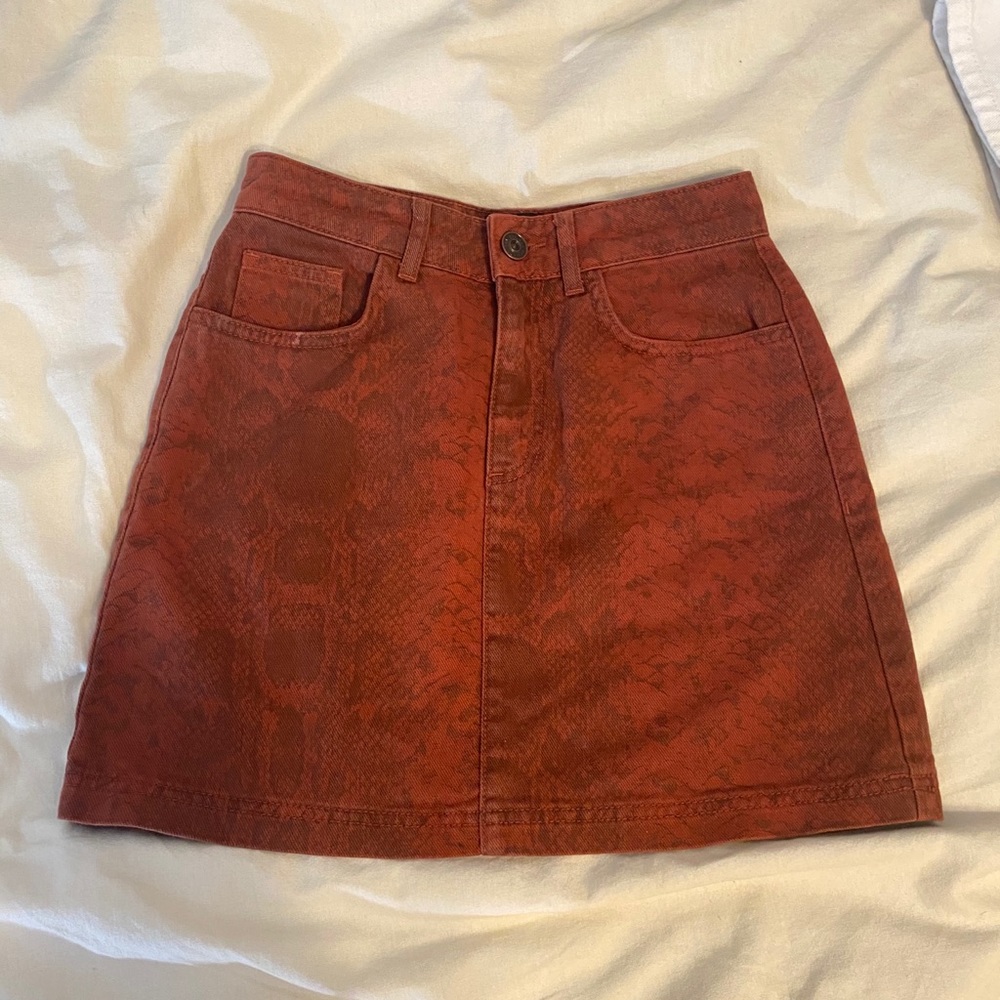 Urban Outfitters snakeskin red mini skirt